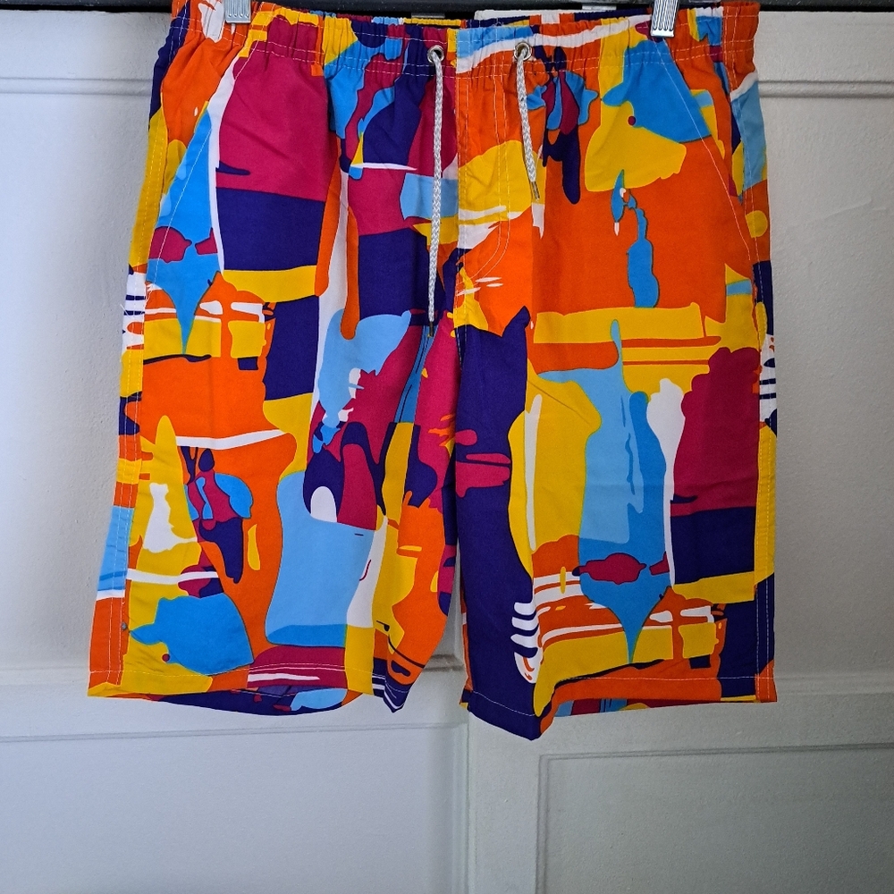 Men's Medium Shorts With Pockets New Swim Trunks Abstract